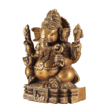 Brass Ganapati Unique Statue | 11" x 7.5" x 4.2" | 5.4 kg | Dull Gold Finish | Distinctive Sacred Form | Temple Grade Art | Jaipurio